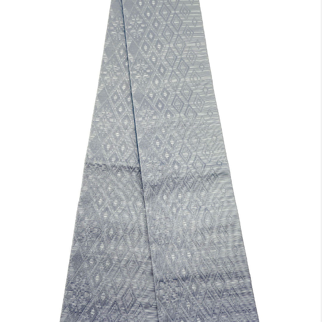（新品）半幅帯 ポリエステル NEWランク 燻銀色（いぶしぎんいろ） 藍碧色（らんぺきいろ） 菱型 花柄 リバーシブル 帯丈400cm グレー系 1125002481422