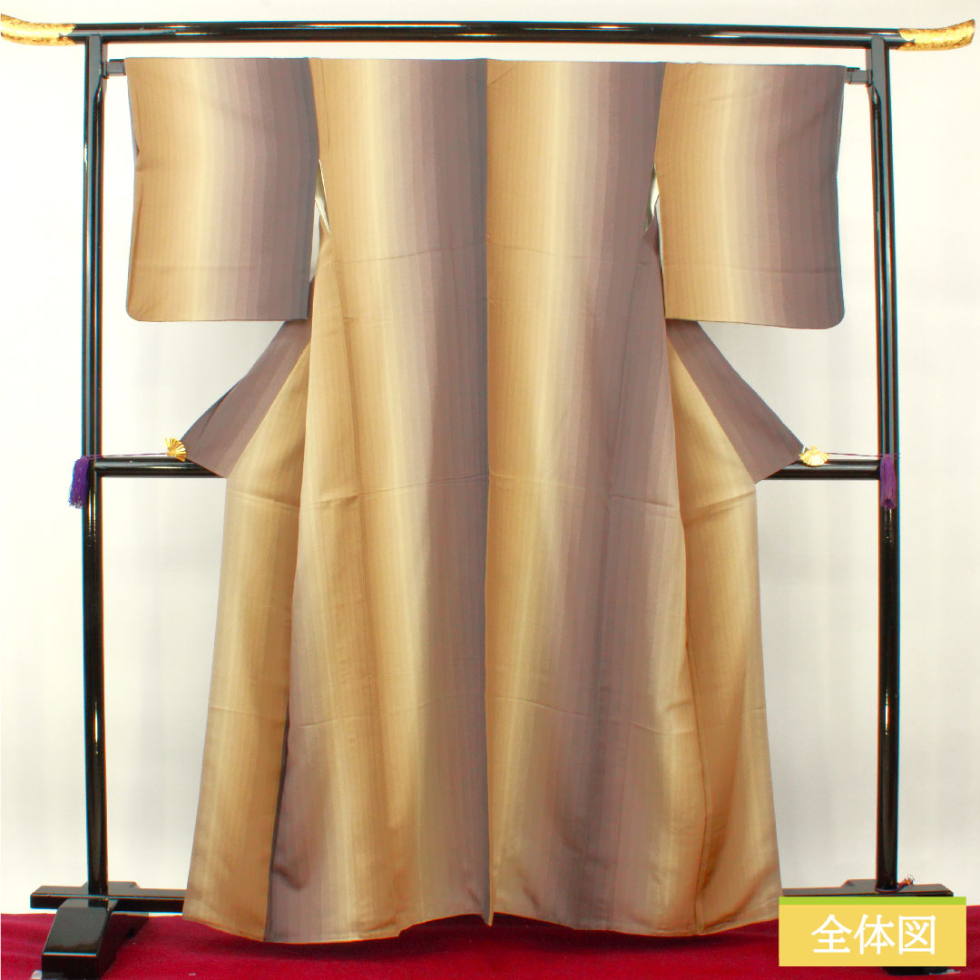 Komon, pure silk, length 161.5cm, sleeve length 67cm, lined, striped, multi-colored, S rank, gradation style, 1115004172499