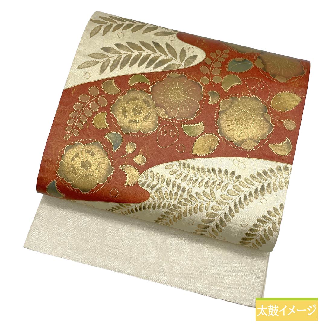 袋帯 正絹 Aランク 銀色（ぎんいろ） 引箔 金彩 辻ヶ花  帯丈430cm ポイント柄 セミフォーマル 銀系 1123018613322