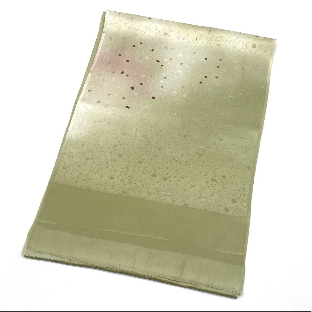 帯揚げ 正絹 Sランク セミフォーマル 裏柳色（うらやなぎいろ） ぼかし 霰 長さ約183cm 幅約29.5cm 緑系 1136004522919