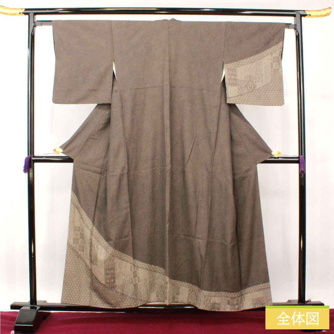 訪問着 正絹 袷 身丈156.5cm 裄丈64cm 江戸小紋 鮫 Sランク 黒系 1112004022310