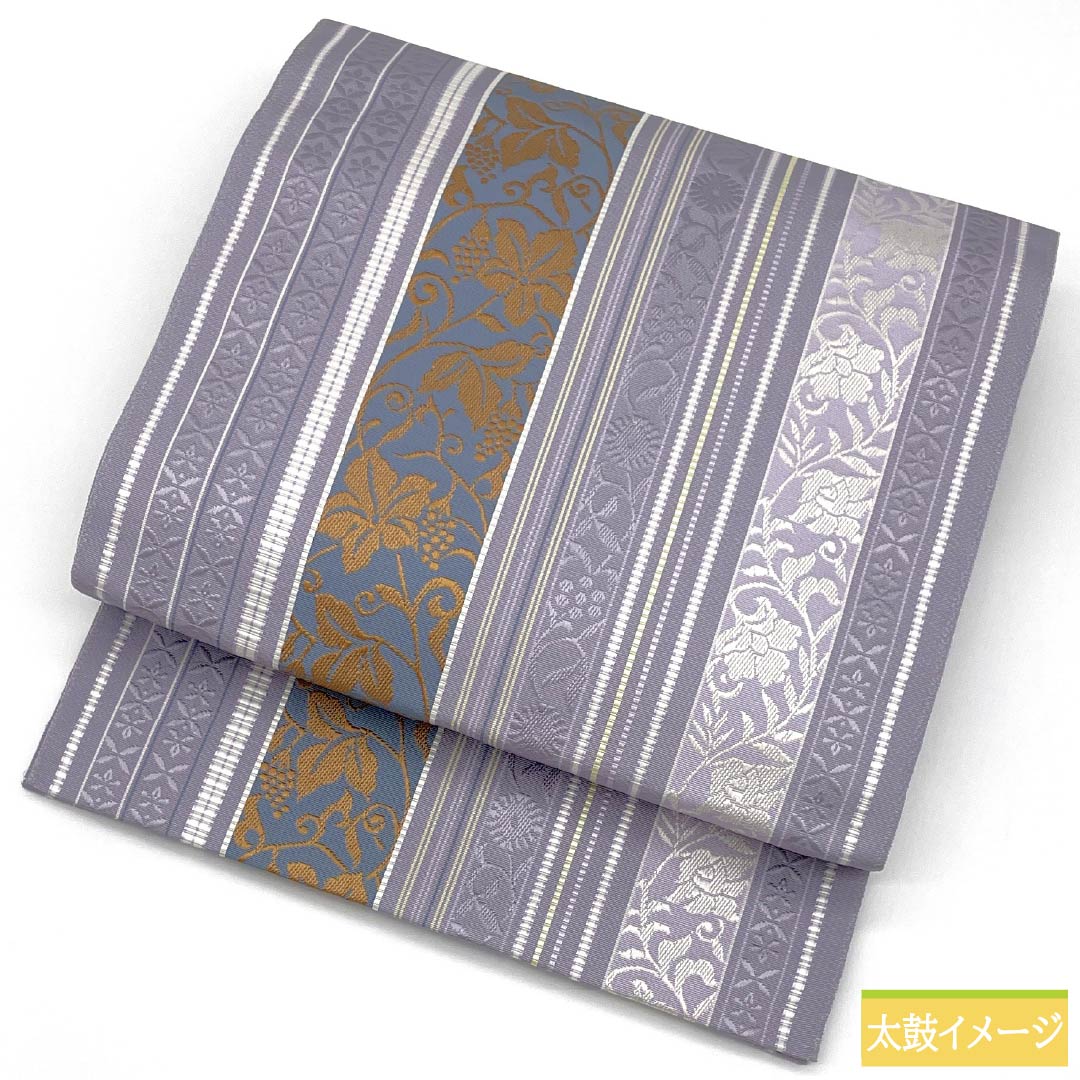 （新品未使用品）名古屋帯 正絹 NEWランク 浅滅紫色（あさきけしむらさきいろ） 博多織 本場筑前博多織 八寸名古屋帯 帯丈360.5cm 全通 カジュアル 紫系 1124009651320 松葉仕立て