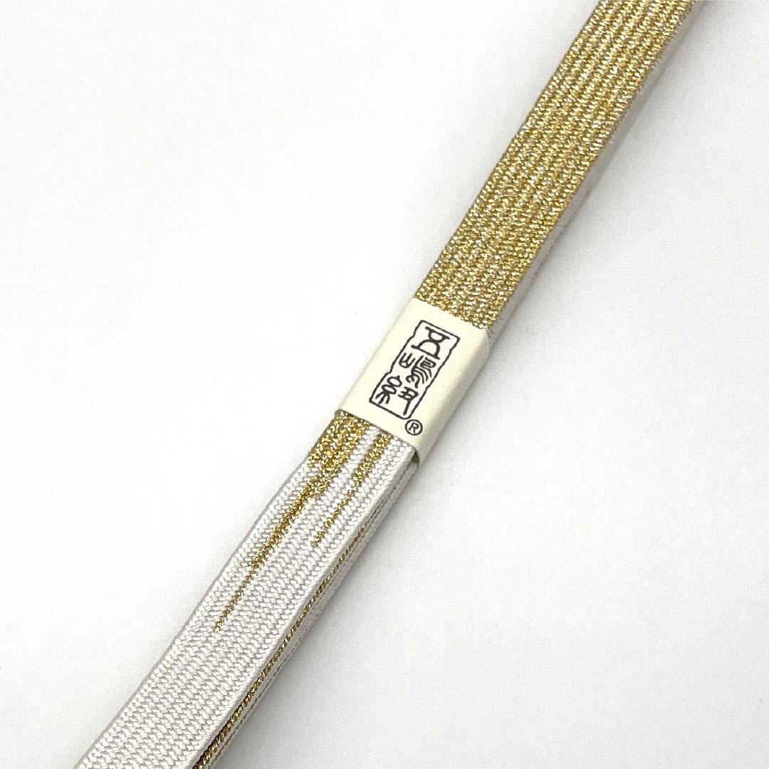 （新古品） 帯締め 正絹 NEWランク 五嶋紐 留袖用 手ぐみ 長さ約170cm 幅約1.6cm フォーマル 白系 1135004861411