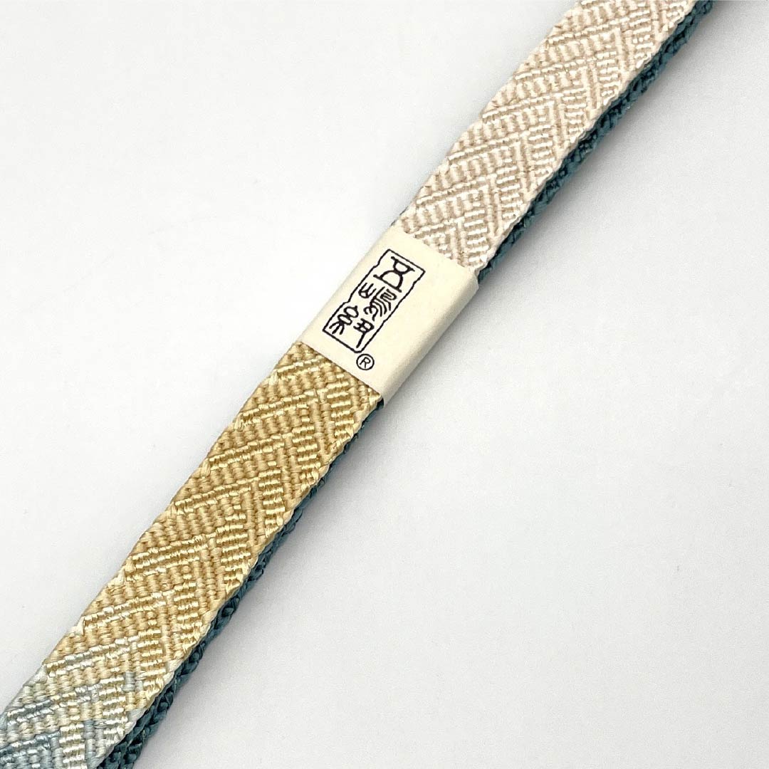（新古品） 帯締め 正絹 NEWランク 五嶋紐 錆浅葱色（さびあさぎいろ） 手ぐみ 長さ約165cm 幅約2cm セミフォーマル 青系 1135004911317
