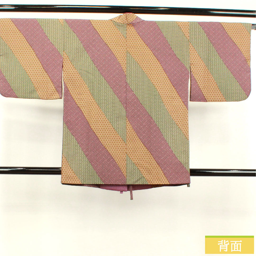 道中着 ポリエステル 身丈83.5cm 裄丈66cm 幾何学模様 洗える着物 Sランク 袷 グラデーション系 1117000872999