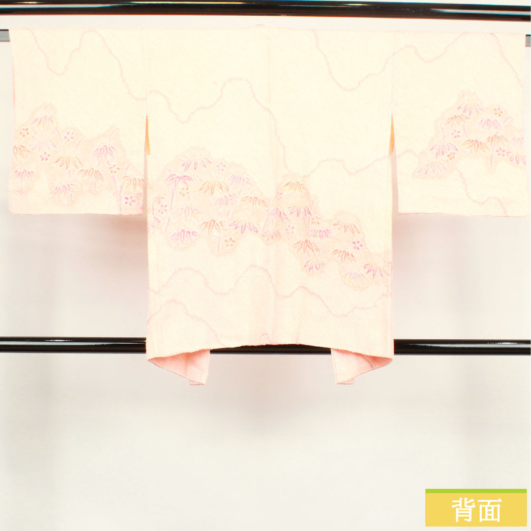 羽織 正絹 身丈79.5cm 裄丈62cm  東雲色 総絞り 笹 Aランク 袷 ピンク系 1117000683913