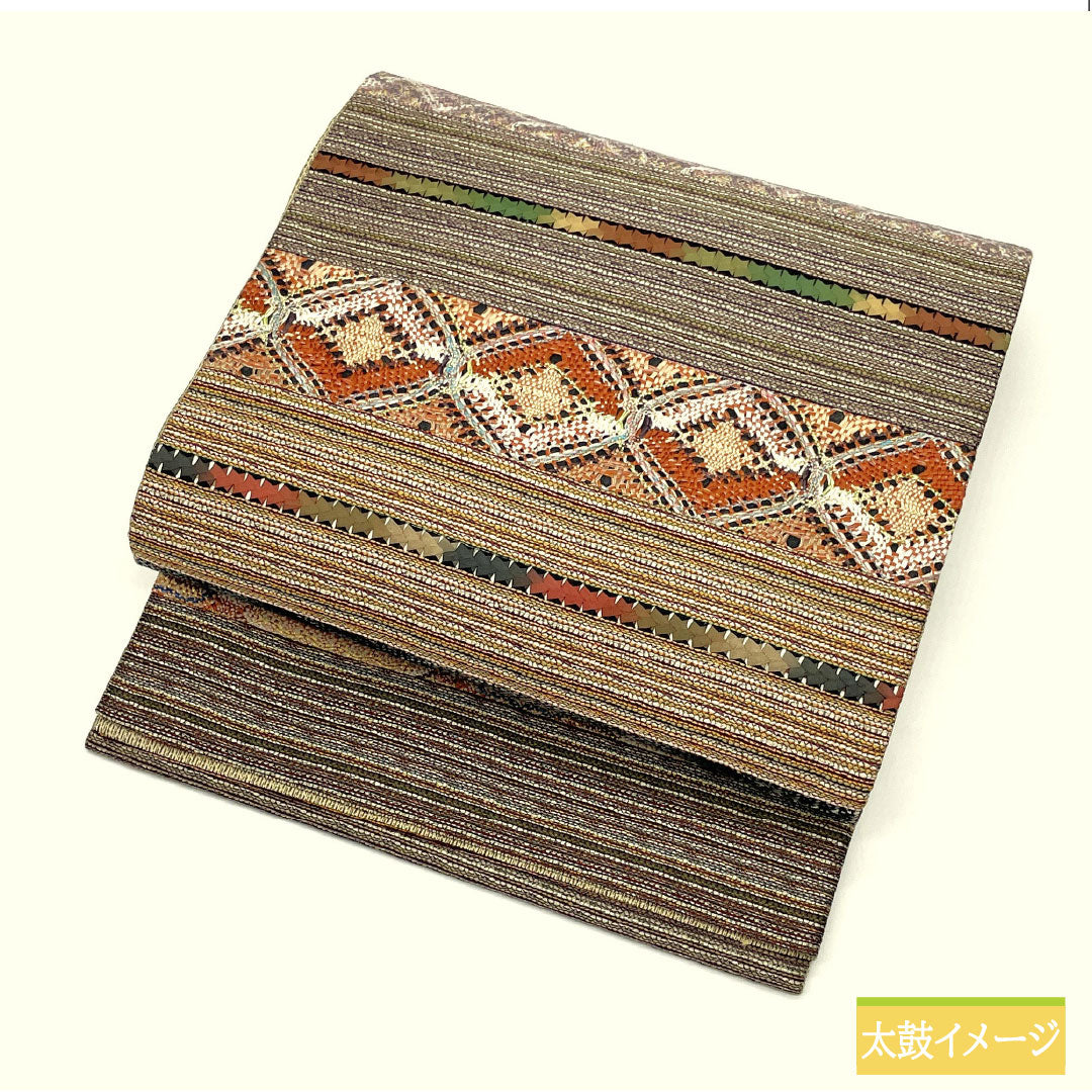 袋帯 正絹 Aランク 横段 西陣織 帯丈468cm 六通 カジュアル グラデーション系 1123016433499