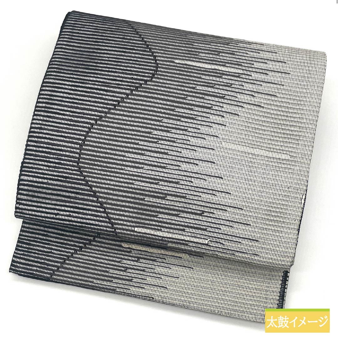 袋帯 正絹 抽象模様 帯丈446cm Bランク 六通 カジュアル モノトーン 1123012434327