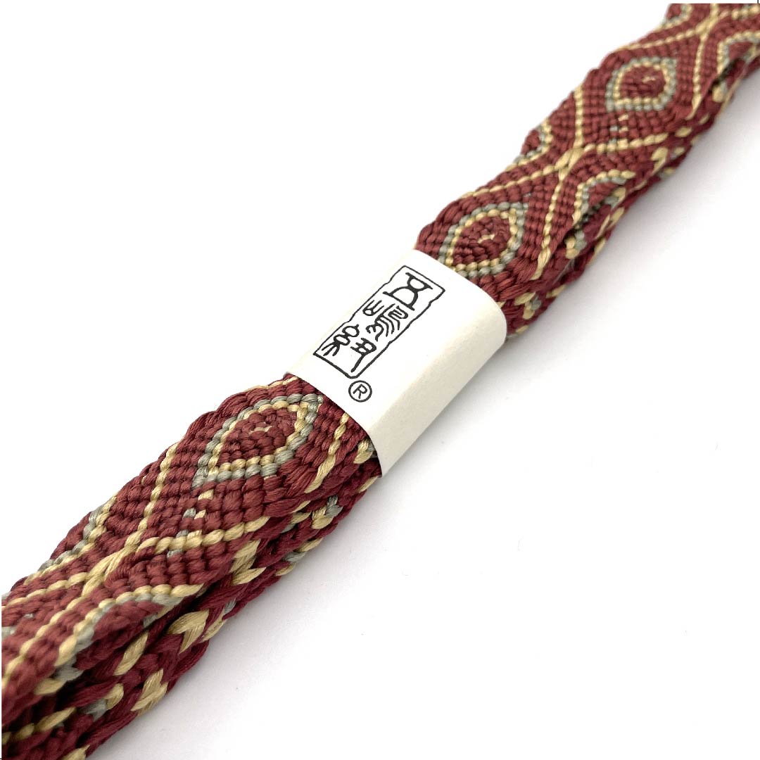 （新古品） 帯締め 正絹 四分紐 牛血紅色（ぎゅうけつこういろ） 五嶋紐 江戸組紐 新古品 長さ約156cm 幅約2cm カジュアル Aランク 朱系 1135002943316