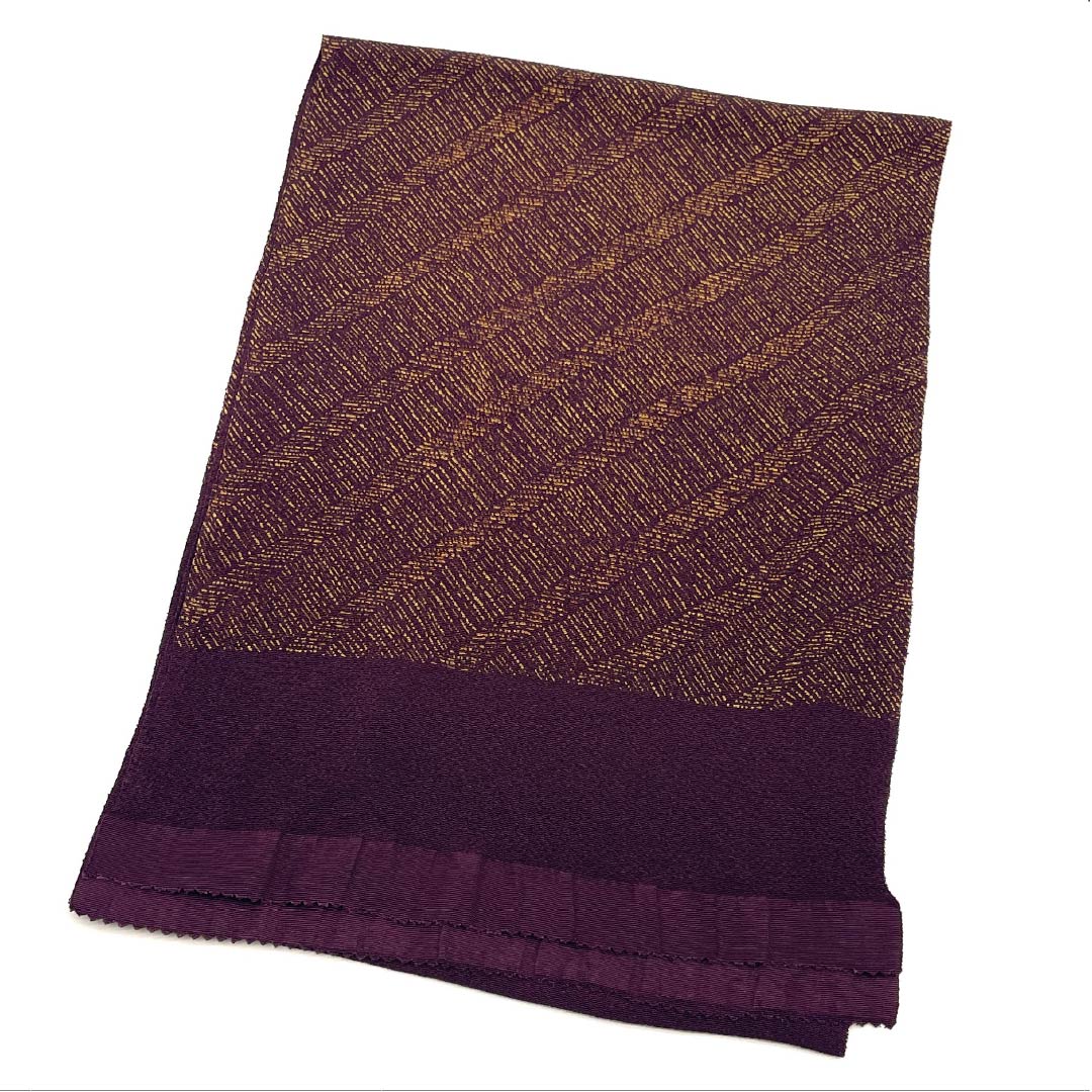 帯揚げ 正絹 Sランク カジュアル 桑の実色（くわのみいろ） ちりめん地 幾何学模様 長さ約171cm 幅約29cm 紫系 1136002692920