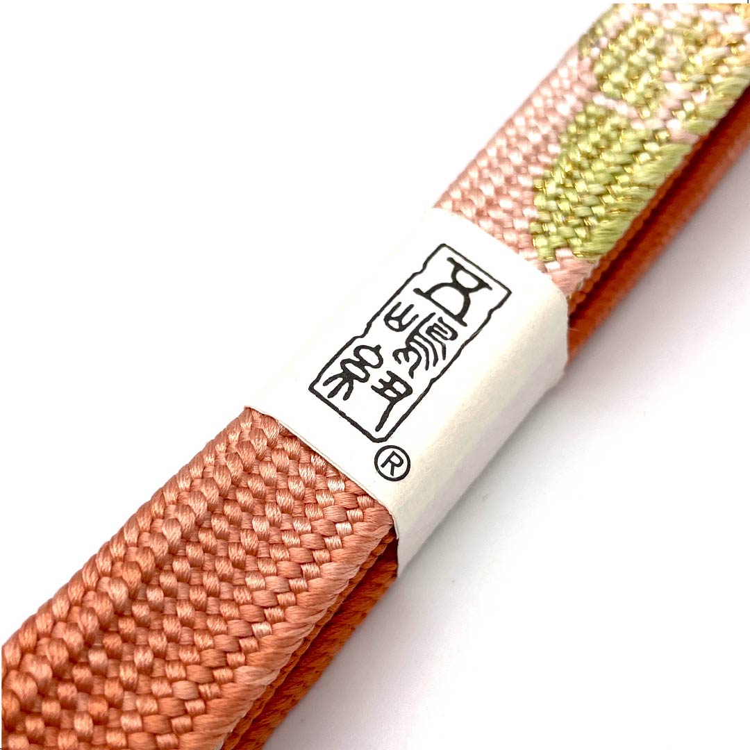 （新古品） 帯締め 正絹 四分紐 黄丹色（おうにいろ） 五嶋紐 江戸組紐 金属糸使用 長さ約162cm 幅約1.7cm セミフォーマル Sランク 橙系 1135002732326