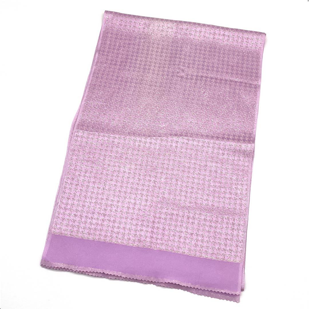 帯揚げ 正絹 セミフォーマル 浅紅藤色（あさべにふじいろ） 千鳥格子 金通し カジュアル 長さ約188cm 幅約30cm Sランク ピンク系 1136000392913