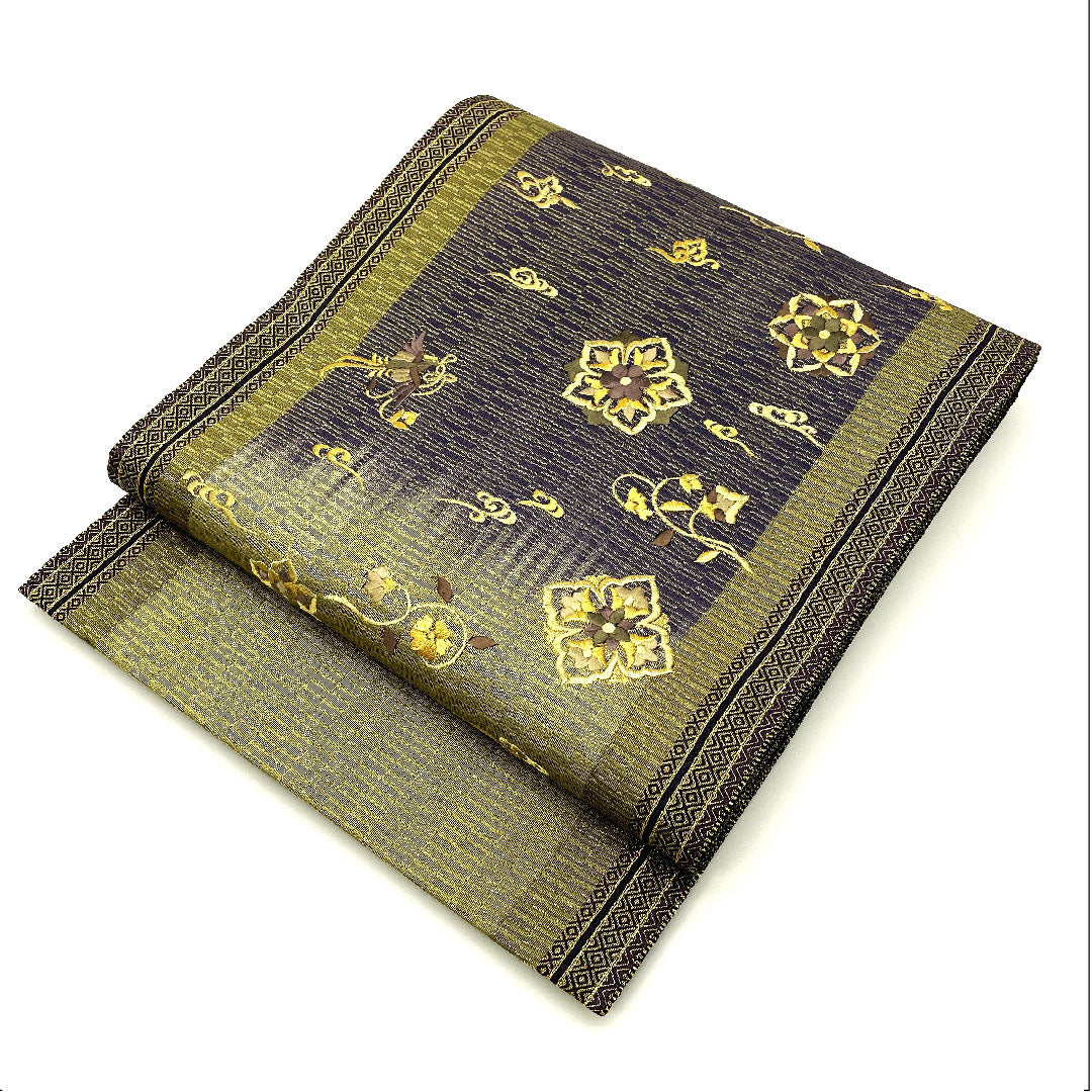 袋帯 刺繍 花鳥模様 帯丈440cm 正絹 Sランク ポイント柄 セミフォーマル 緑系 1123004652319