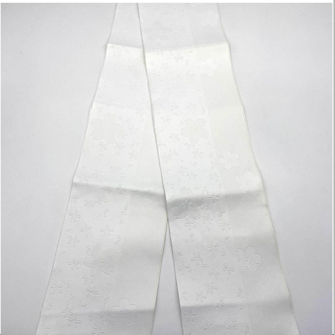 半幅帯 ポリエステル 帯丈348cm 白色（しろいろ） 桜 小桜 花柄 白系 Sランク 1125001432311