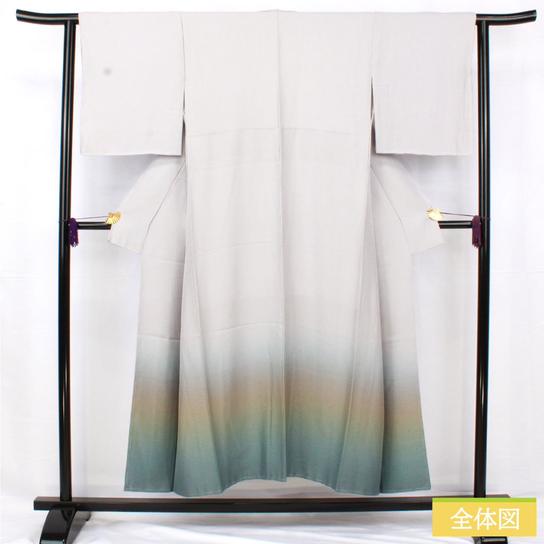 色無地 正絹 身丈148cm 裄丈62.5cm 雪色（せっしょく） ボカシ模様 しつけ糸付き パールトーン加工 袷 Aランク グレー系 1114001693122