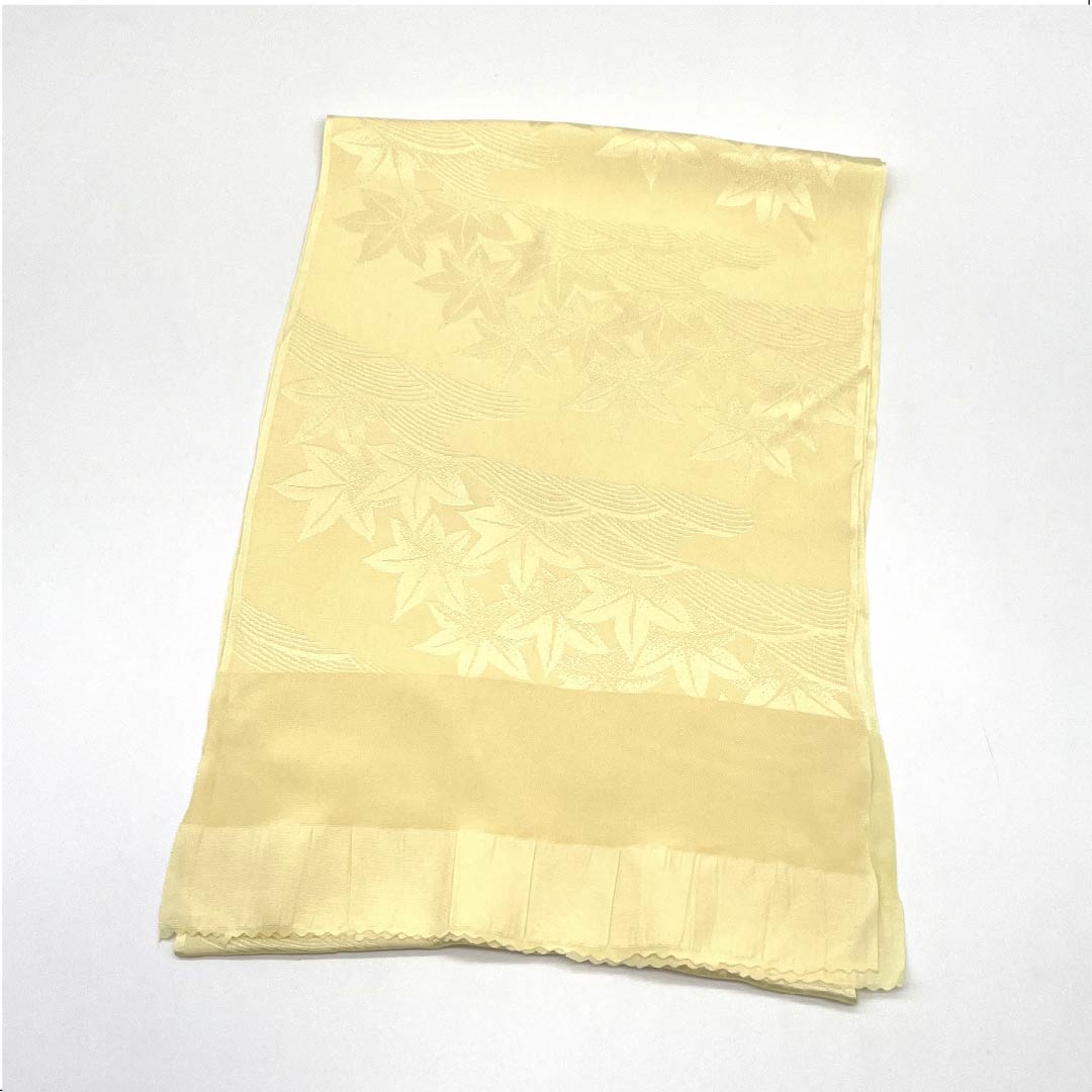 帯揚げ 正絹 フォーマル 淡黄色（たんこうしょく） 紅葉 古典柄 長さ約164cm 幅約28cm Sランク 黄系 1136000472923