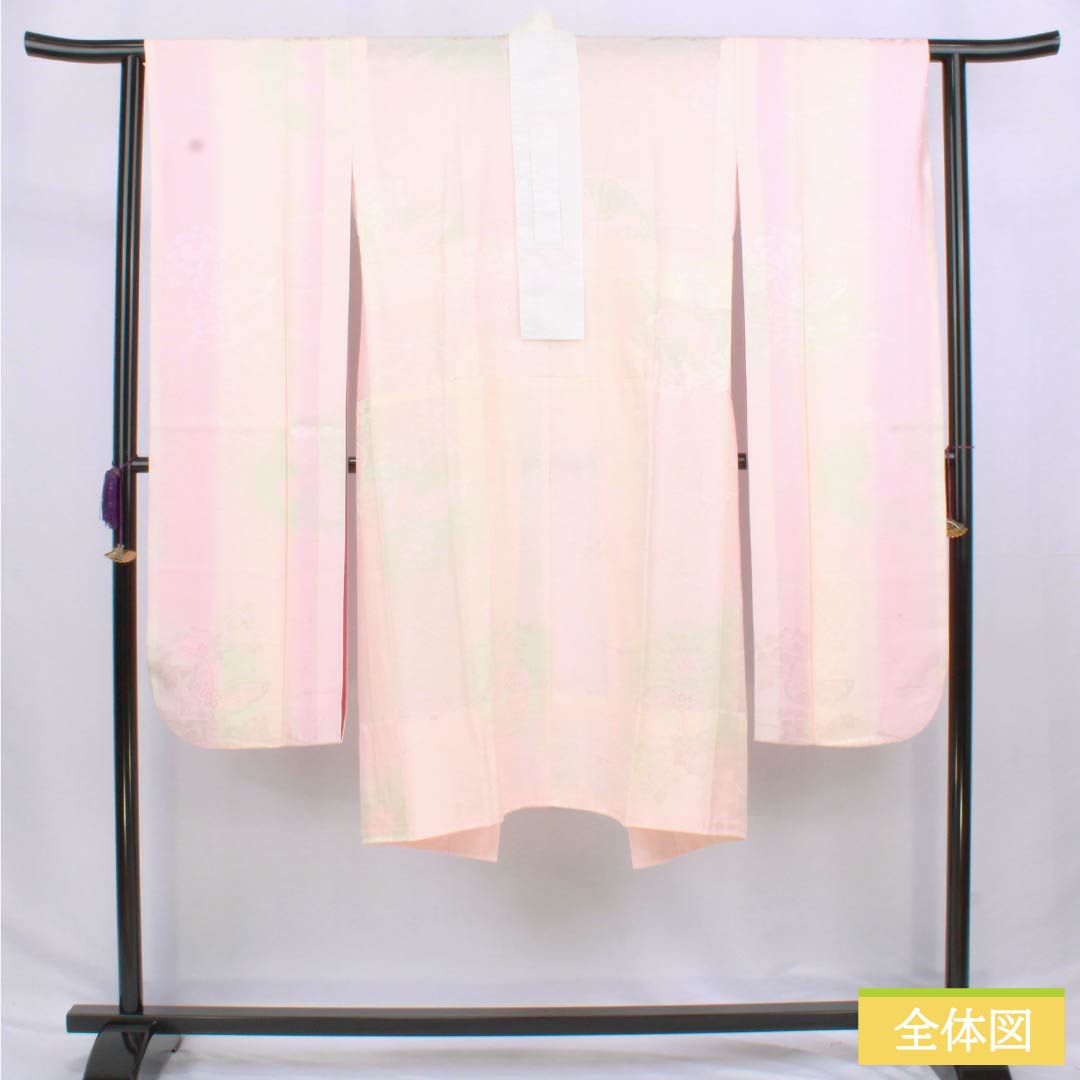 長襦袢 正絹 Sランク 身丈120.5cm 裄丈60.5cm 単衣 花 蝶 ピンク系 1129000852113