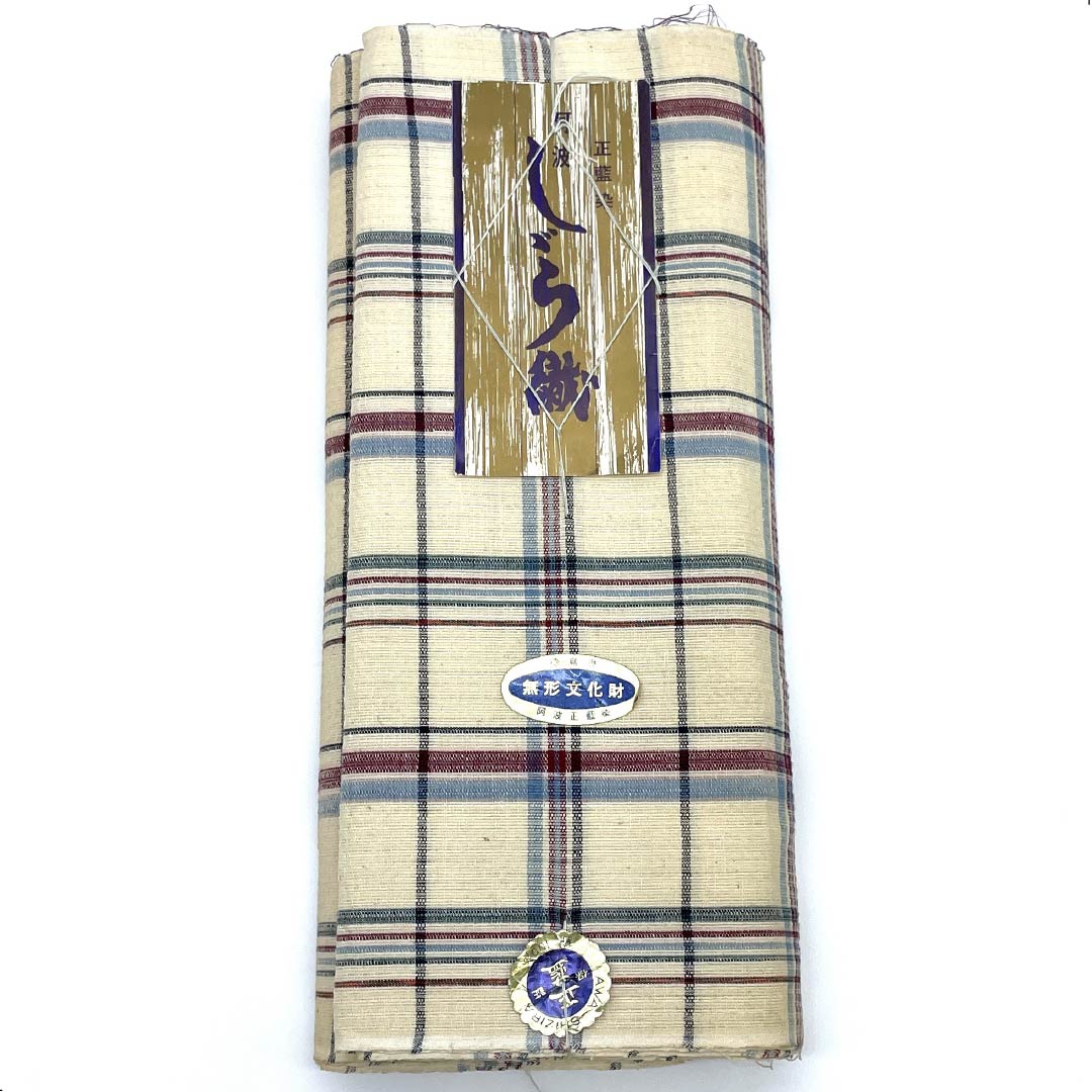 反物 浴衣 木綿 阿波しじら 重要無形文化財 正藍染 尾花色（おばないろ）  Sランク ベージュ系 1130000512925