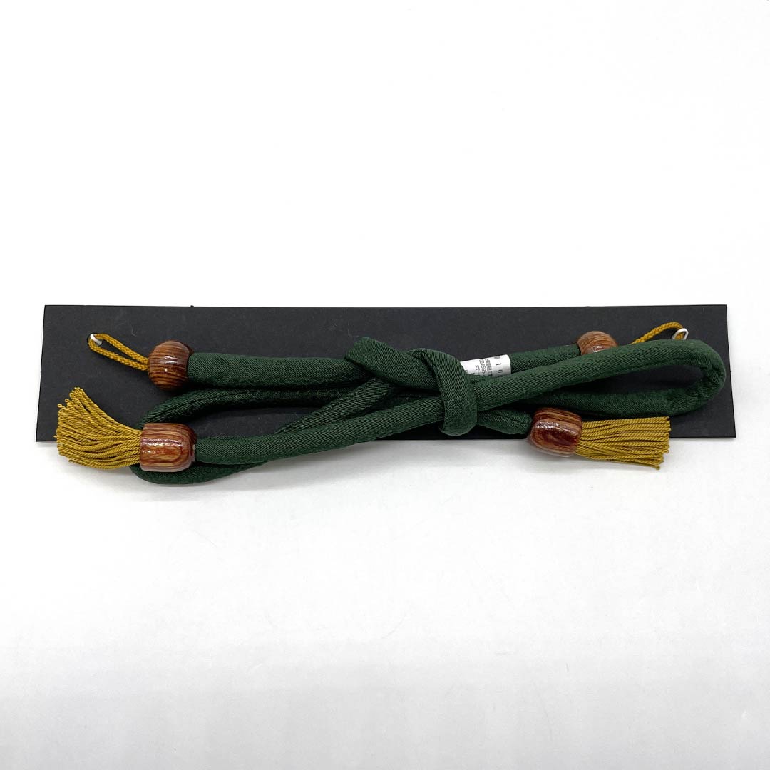 羽織紐 正絹 NEWランク カジュアル 黒緑色（くろみどりいろ） 撚り房 もろ縄結び 蝶結び 丸ぐけ 緑系 1121000091919