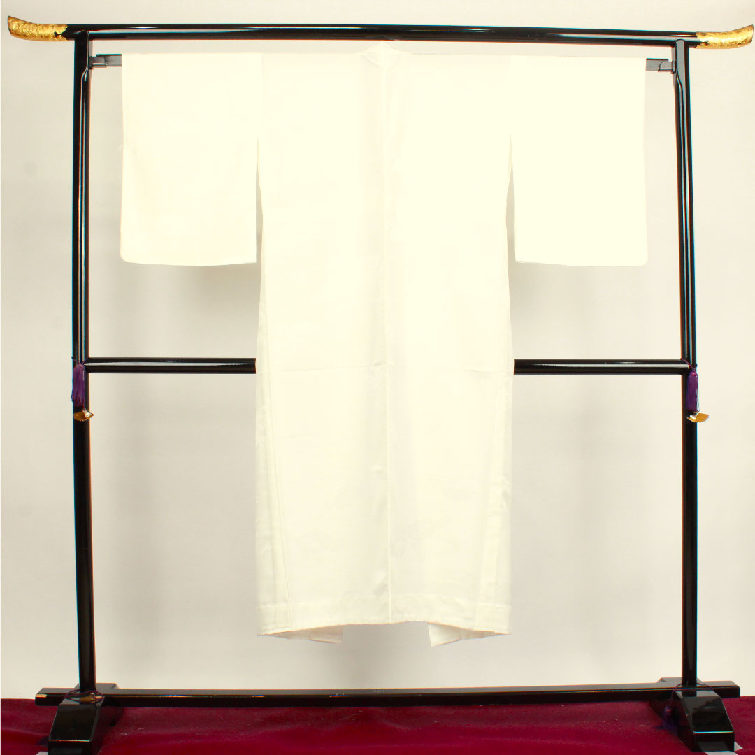 Long undergarment, pure silk, length 138cm, sleeve length 65cm, lined, formal, auspicious pattern, S rank, white, 1129000452511