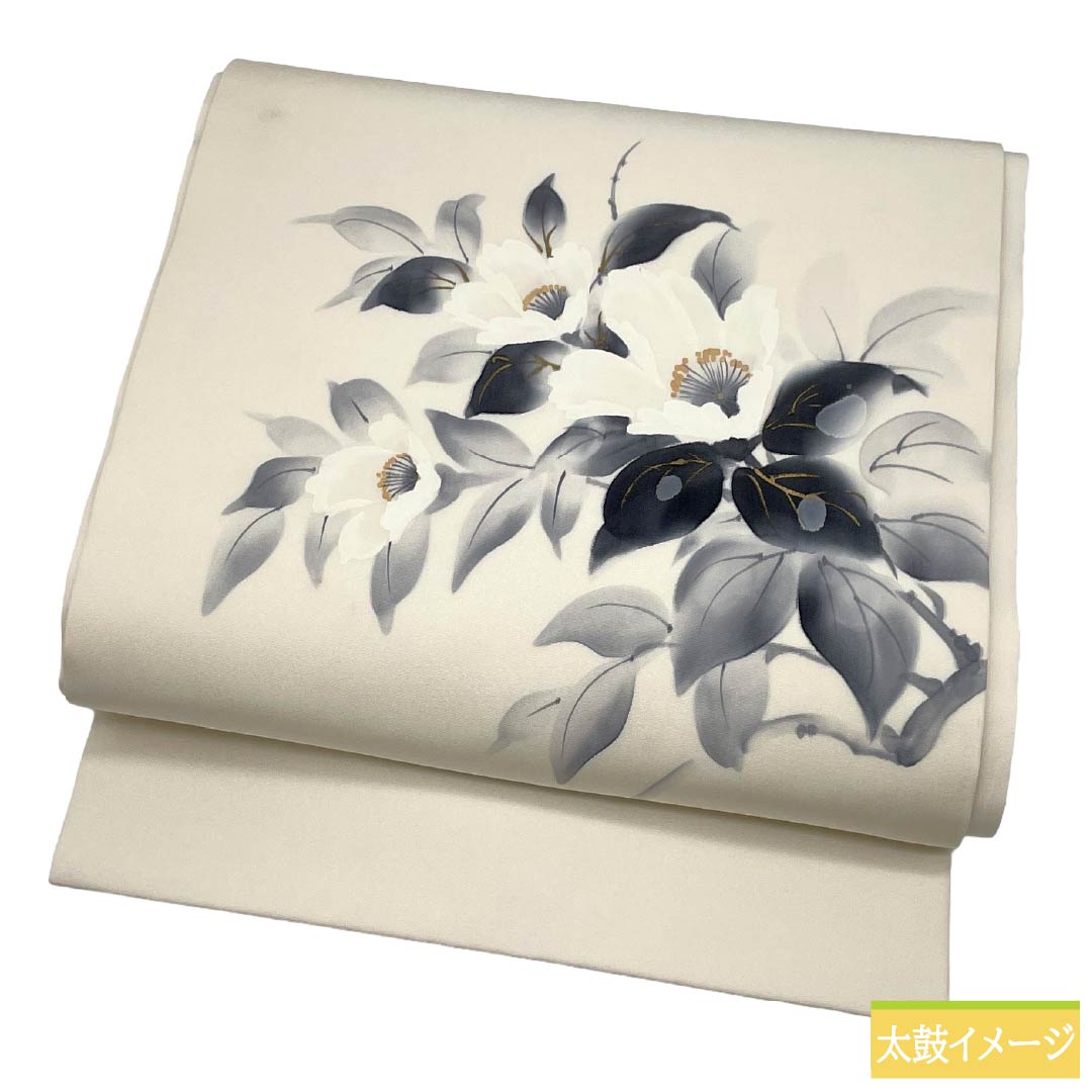 名古屋帯 正絹 Sランク 名古屋仕立て 乳白色（にゅうはくしょく） 作家物 花柄 帯丈378cm ポイント柄 カジュアル 白系 1124014532311