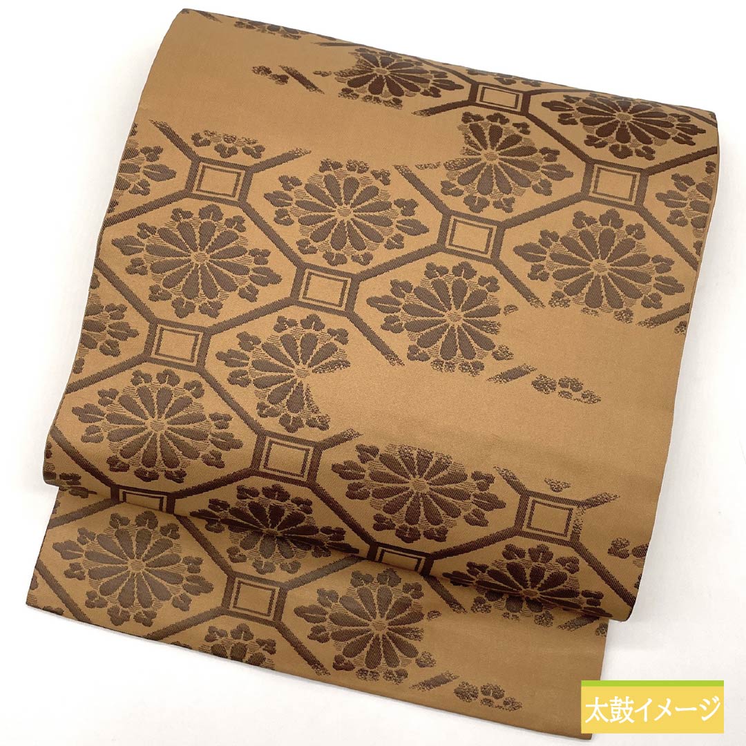 Nagoya obi, plum dyed, Kikubishi, obi length 361cm, pure silk, S rank, six-pass, semi-formal, brown, 1124007092314, Nagoya style