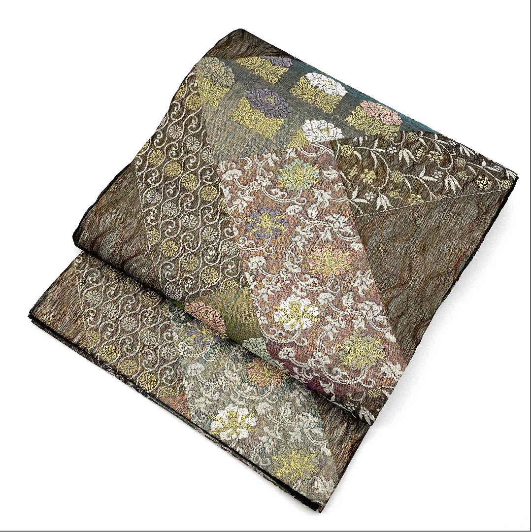 袋帯 三重織 波絹 吉祥文様 帯丈428cm 正絹 Aランク 全通 フォーマル グラデーション系 1123005723399