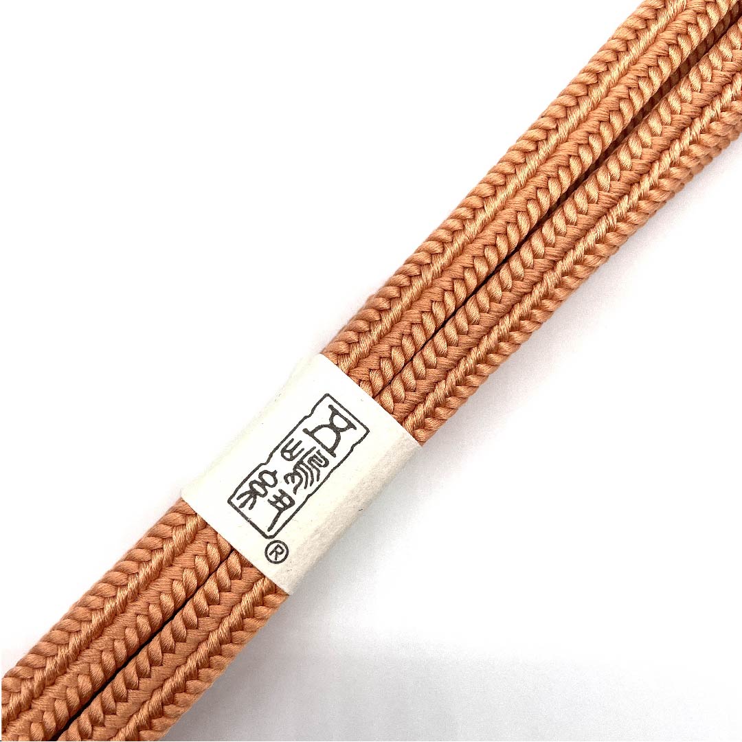 (New old stock) Obi-jime (belt fastener) made of pure silk, quarter-length cord, red-colored, Goshima cord, crown (yurugi), Edo-kumihimo, length approx. 162cm, width approx. 1cm, casual, S rank, orange, 1135000332926