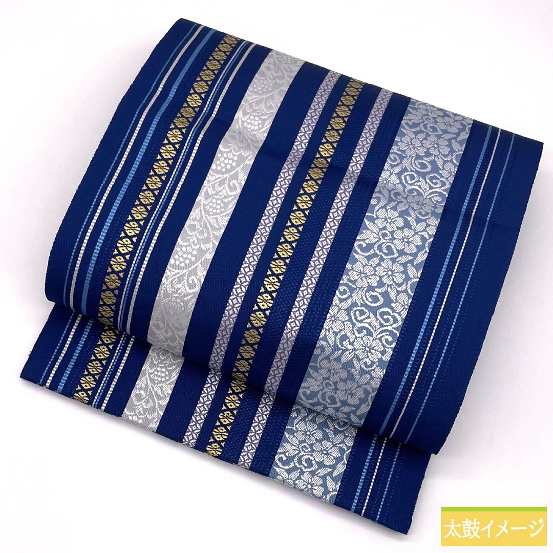 （新品未使用品）名古屋帯 正絹 NEWランク 濃桔梗色（こいききょういろ） 博多織 本場筑前博多織 八寸名古屋帯 帯丈367cm 全通 カジュアル 青系 1124009641317 松葉仕立て