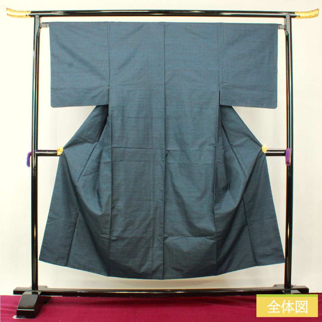 男物 正絹 身丈151cm 裄丈66.5cm 大島紬 緯総絣 Sランク 袷 紺系 1119000822518