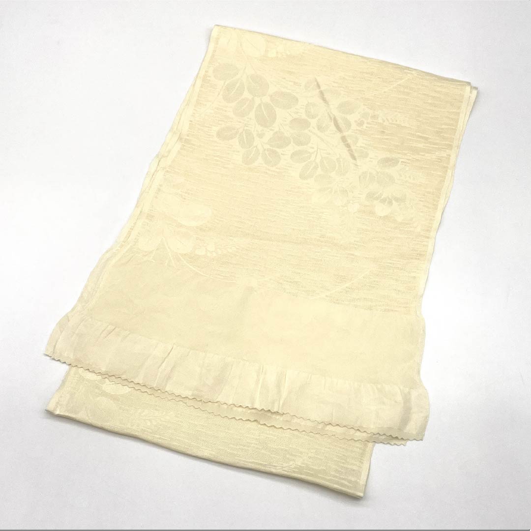 帯揚げ 正絹 Sランク セミフォーマル 薄卵色（うすたまごいろ） 夏用 紗 萩 長さ約167cm 幅約26cm 黄系 1136004512923