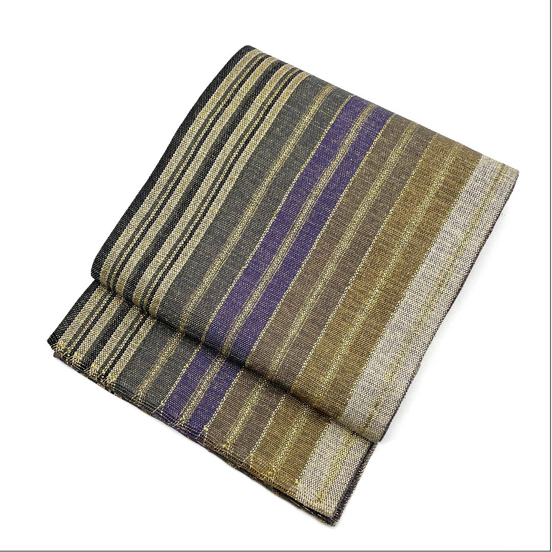 袋帯 組織り 幾何学模様 ひなや謹製 帯丈447cm 正絹 Sランク 全通 カジュアル グラデーション系 1123005622399