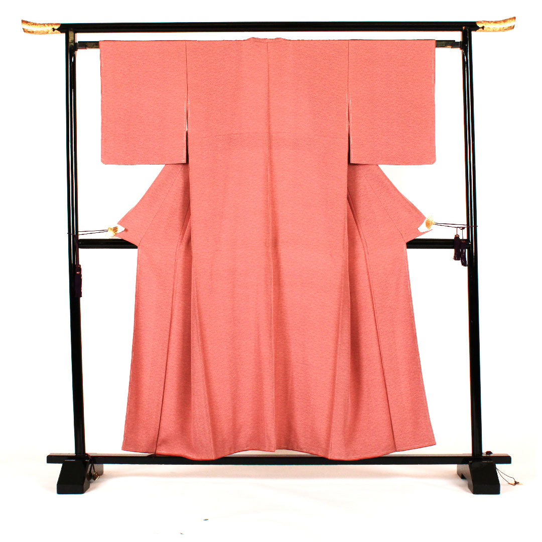 小紋 身丈157cm 裄丈63cm 袷  江戸小紋 松柄 草木染  正絹 Aランク ピンク系 1115000683313