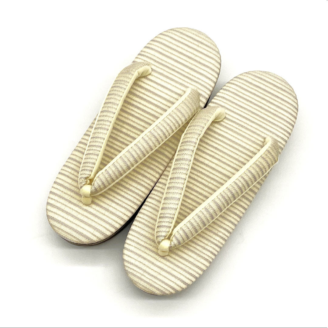 （新古品）草履 EVA NEWランク カジュアル フリーサイズ 雨の日 絽綴れ 長さ24cm Lサイズ クリーム系 1122001331415