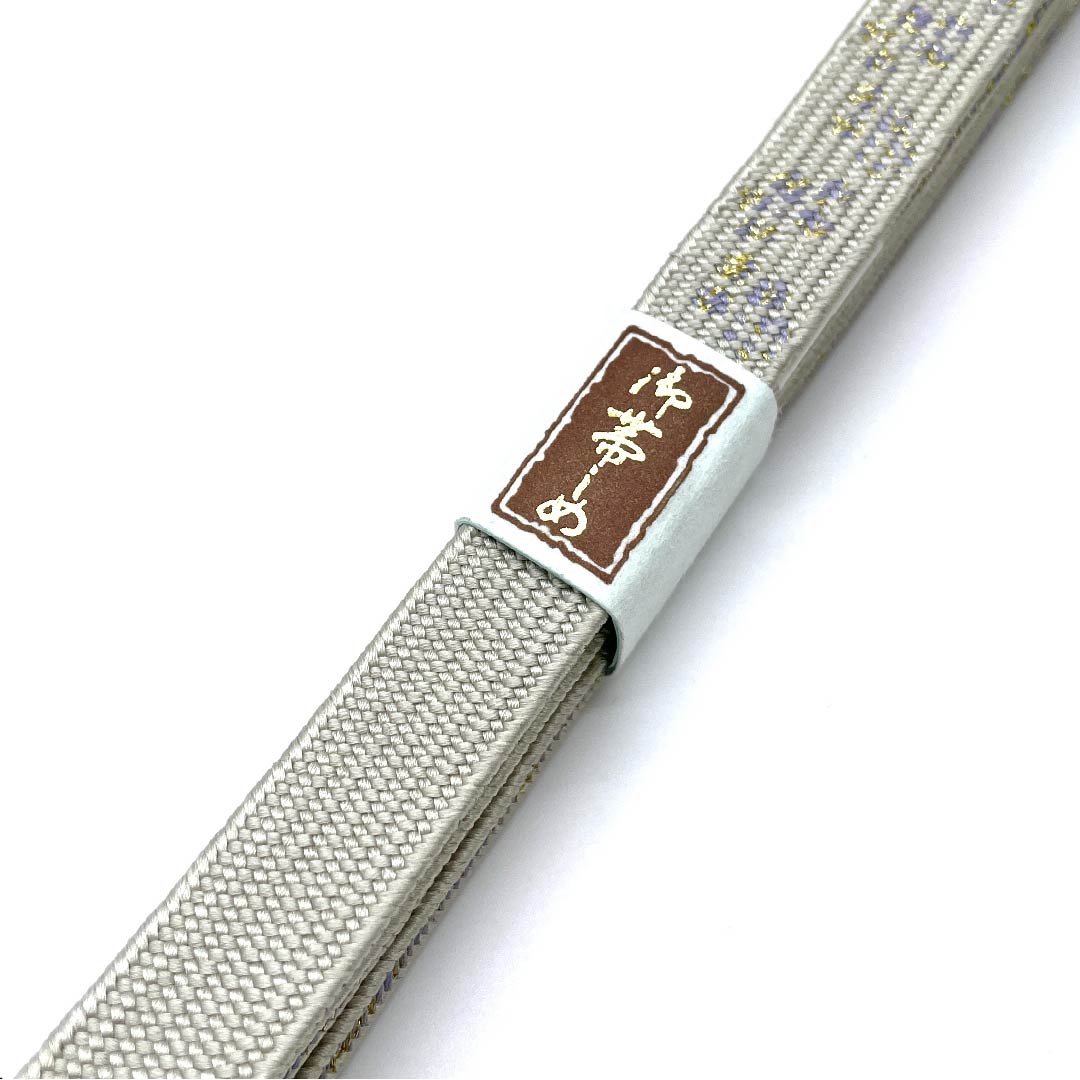 （新古品） 帯締め 正絹 四分紐 硫黄色（いおういろ） 金属糸使用 新古品 長さ約156cm 幅約1.5cm セミフォーマル Sランク グレー系 1135001622922