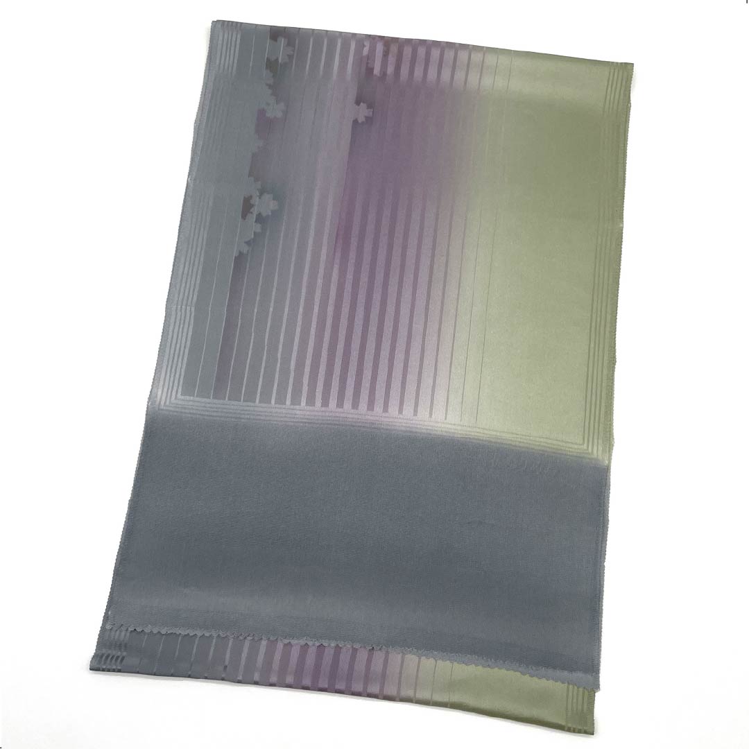 帯揚げ 正絹 セミフォーマル 山鳩色（やまばといろ） 丹後ちりめん 3色 ぼかし 長さ約180cm 幅約31cm Sランク 緑系 1136000282919