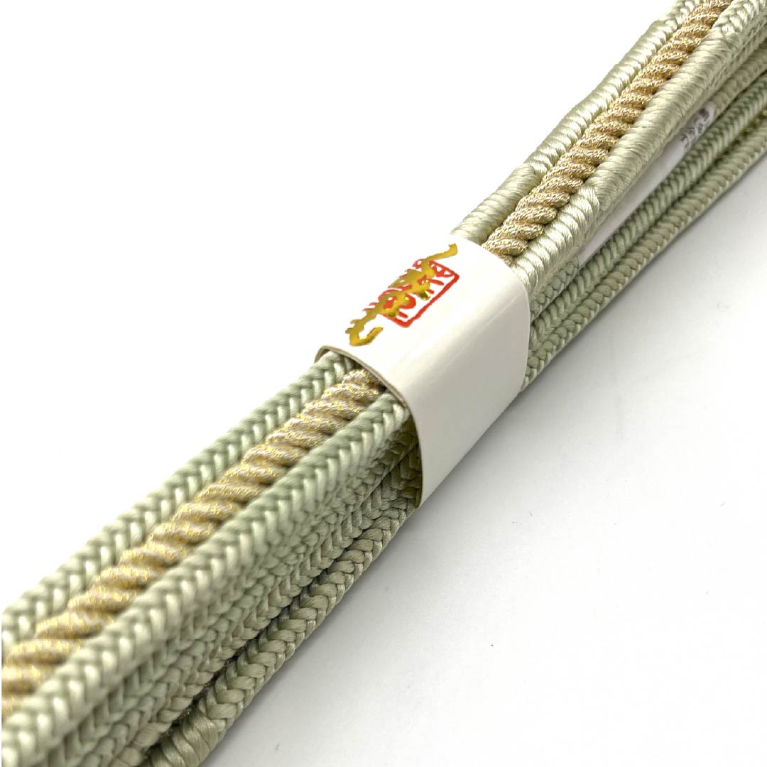 帯締め 正絹 四分紐 硫黄色（いおういろ） 金色 新古品 長さ約165cm 幅約1.5cm フォーマル Sランク 緑系 1135003052319