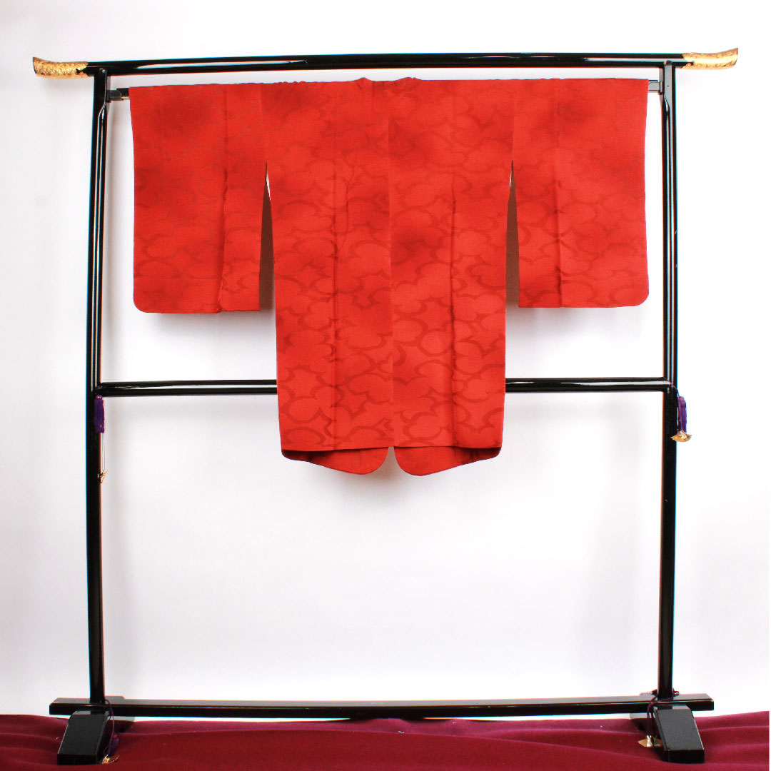 道行コート 身丈95cm 裄丈68.5cm 猩々茶色  ボカシ模様 正絹 Sランク 袷 朱系 1117000402916