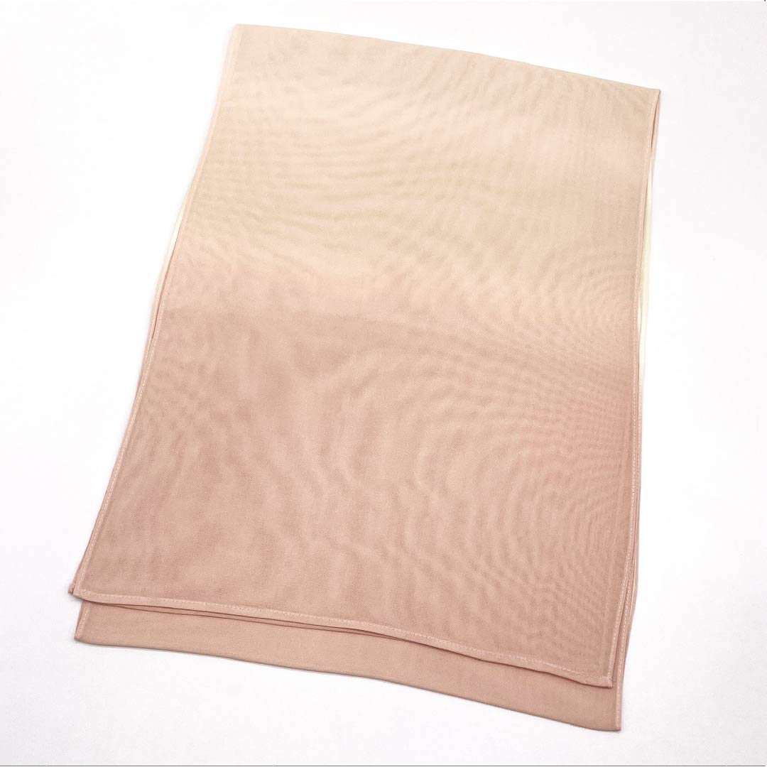 （新古品）帯揚げ 正絹 NEWランク セミフォーマル 乙女色（おとめいろ） 硫黄色（いおういろ） グラデーション 夏物 長さ約180cm 幅約29.5cm ピンク系 1136002211913