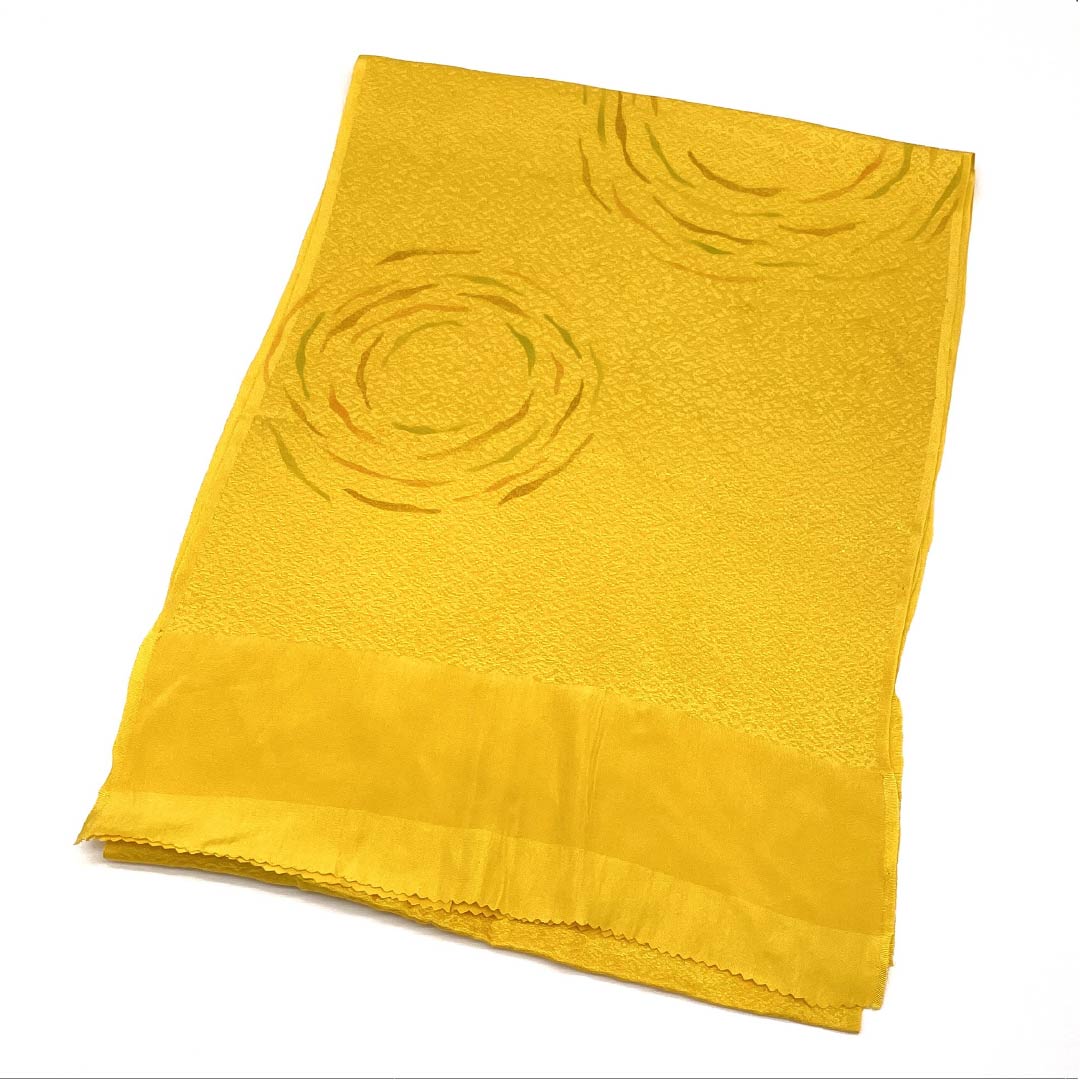 帯揚げ 正絹 Sランク カジュアル 向日葵色（ひまわりいろ） 抽象模様 長さ約173cm 幅約29cm 黄系 1136004392923