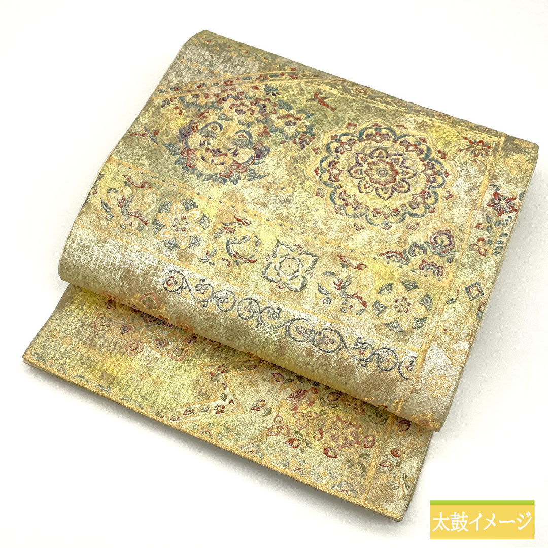 袋帯 正絹 Aランク 西陣織 引箔 正倉院文様 帯丈426cm 六通 フォーマル グラデーション系 1123016043399