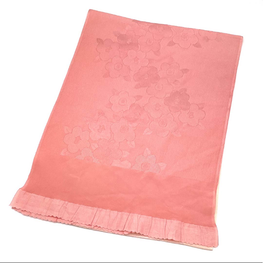 Obiage Silk S-rank Casual Single Plum Color Camellia Length approx. 168cm Width approx. 28.5cm Pink 1136004432913