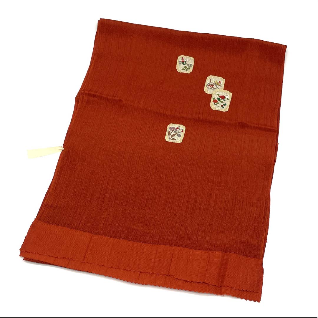 Obiage Silk S Rank Semi-Formal Shōjōcha (Dark Orange-Red) Shikishi Flowers Foil Length approx. 175cm Width approx. 30cm Red-based 1136004462912