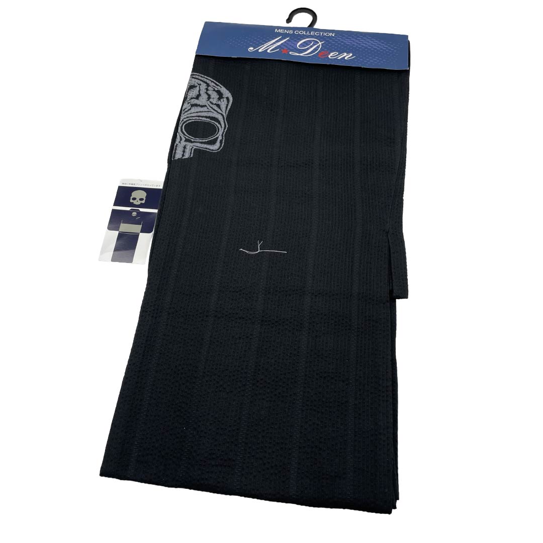 （新品）メンズ浴衣 木綿 NEWランク 身丈154cm 裄丈72.5cm 黒色（くろいろ） MDeen 骸骨 ドクロ 単衣 黒系 1138000341510