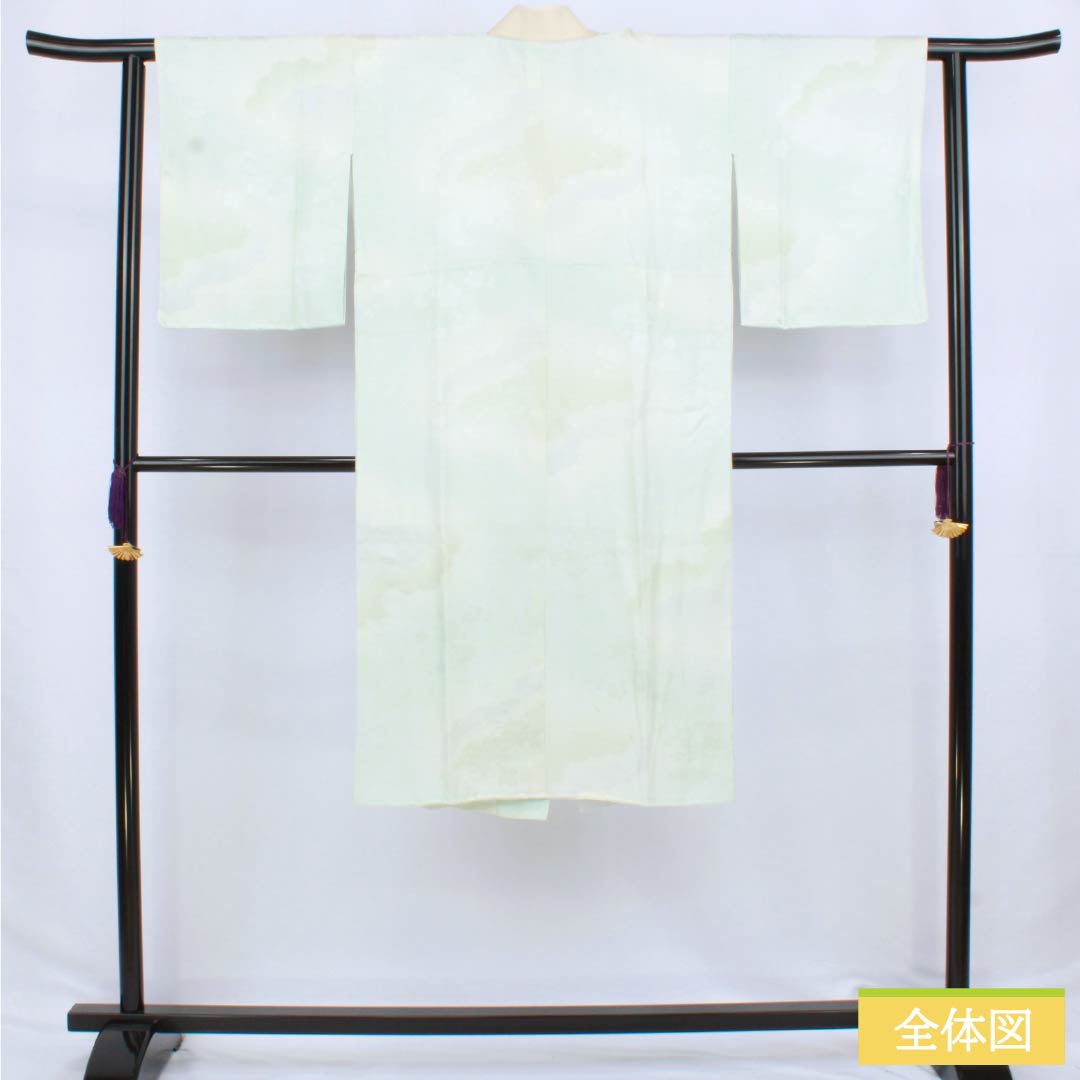 長襦袢 正絹 Sランク 身丈116cm 裄丈61cm 袷 ボカシ染 吉祥文様 半衿付き 緑系 1129000762119