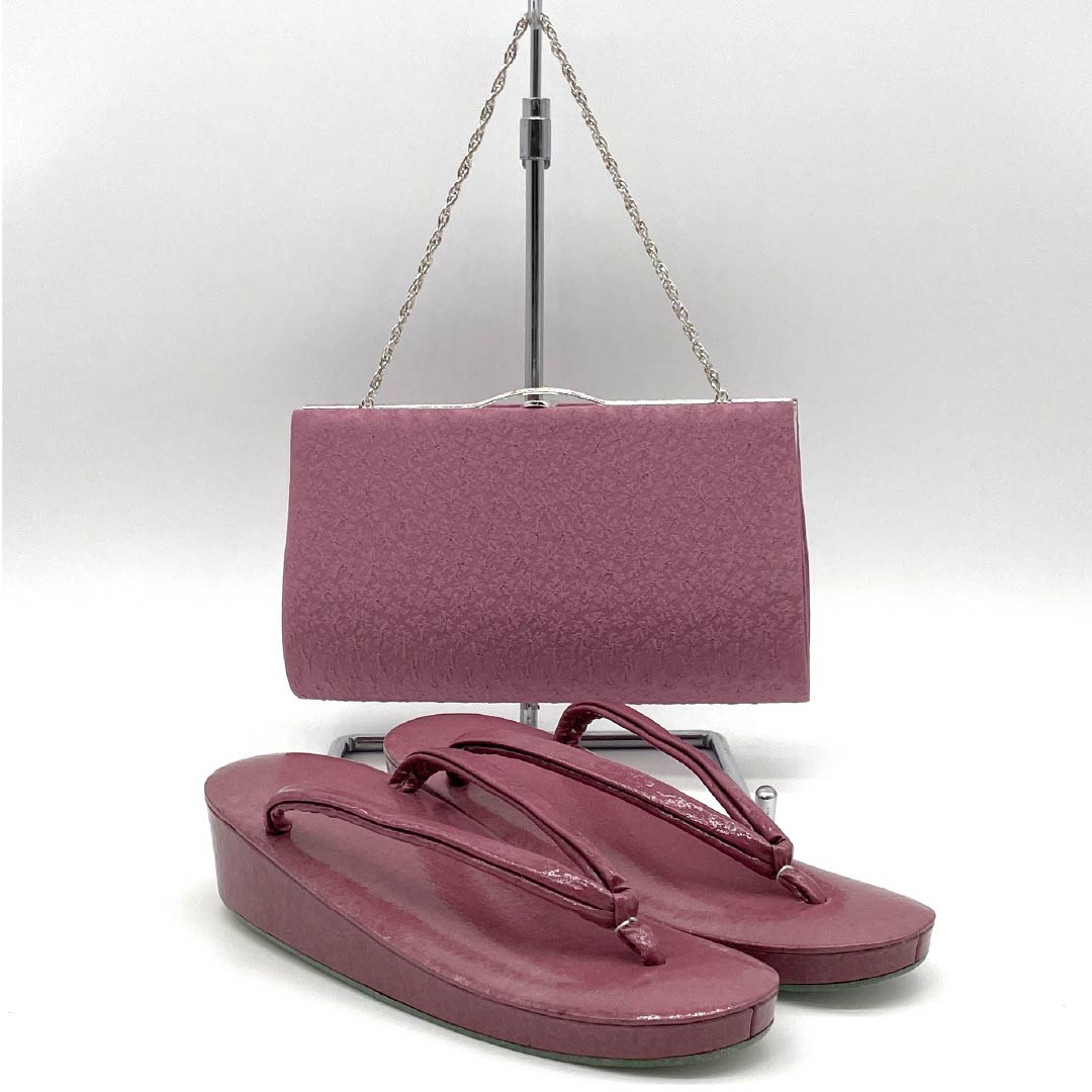 （新古品）草履バッグセット セミフォーマル Aランク 美人祭色（びじんさいいろ） 無地感 Mサイズ 紫系 1133000263320