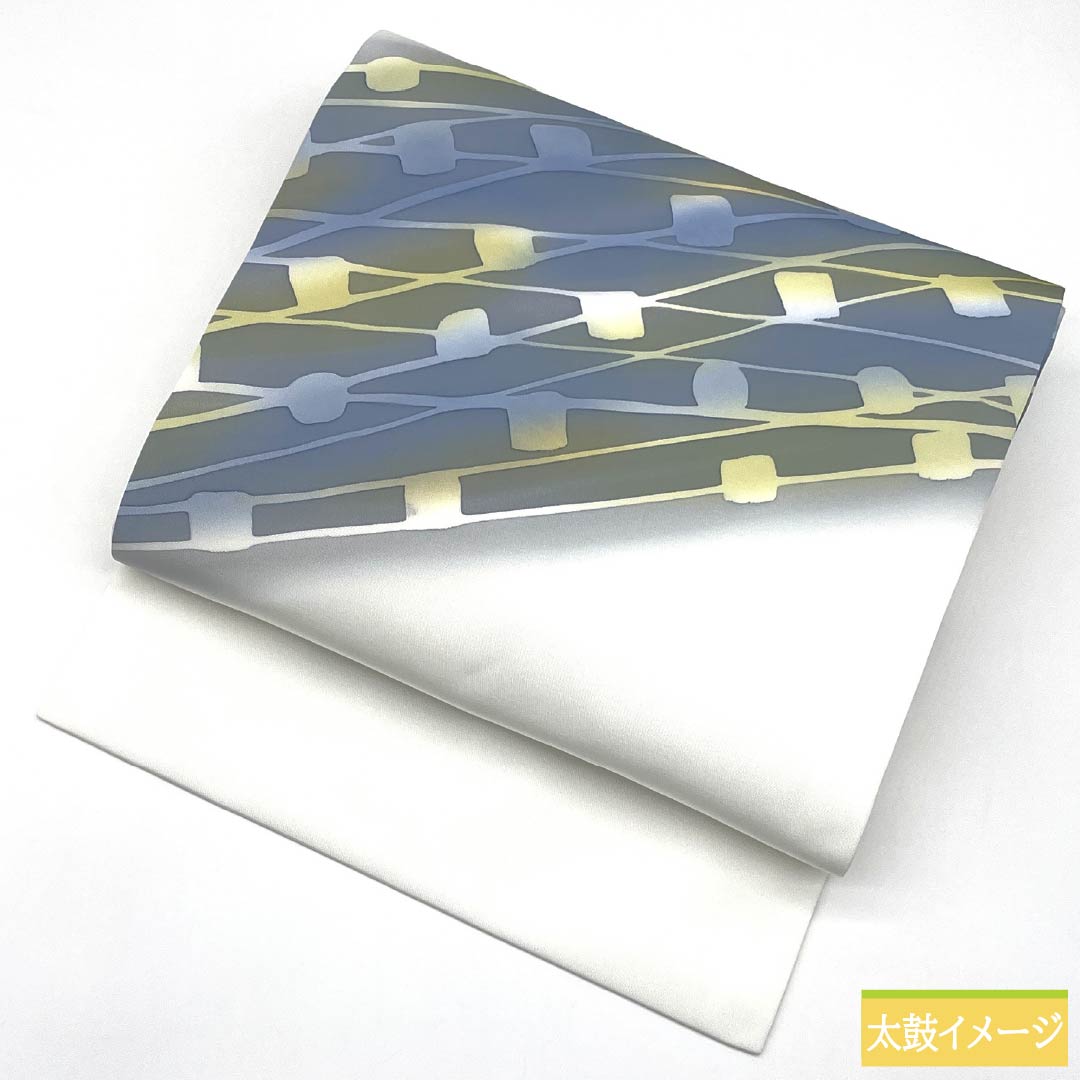 名古屋帯 ポリエステル Sランク 抽象模様 染め帯 帯丈367cm ポイント柄 カジュアル 白系 1124010832311 名古屋仕立て