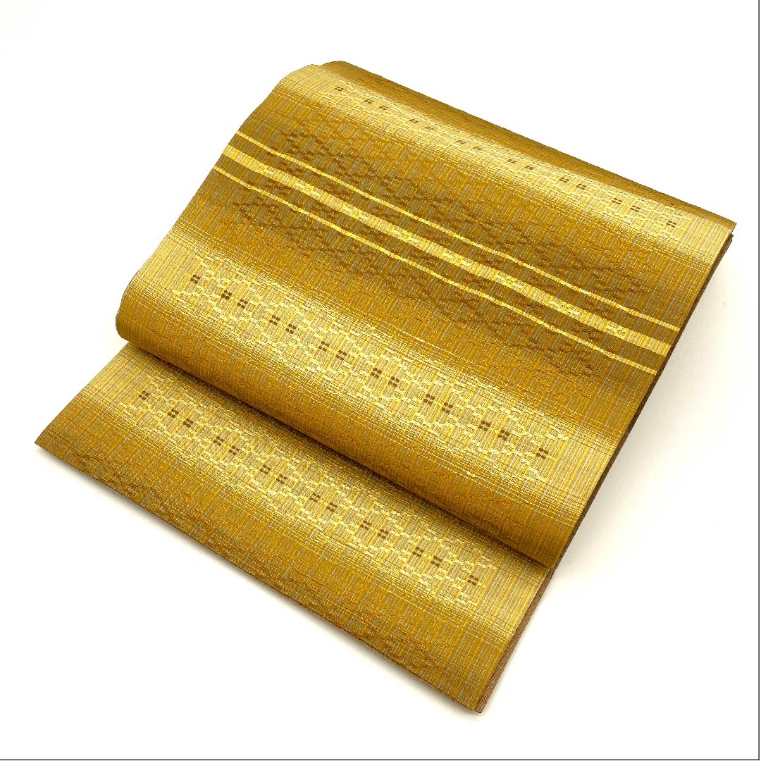 袋帯 花織 横段グラデーション 帯丈438cm 正絹 Sランク 全通 カジュアル グラデーション系 1123002732399