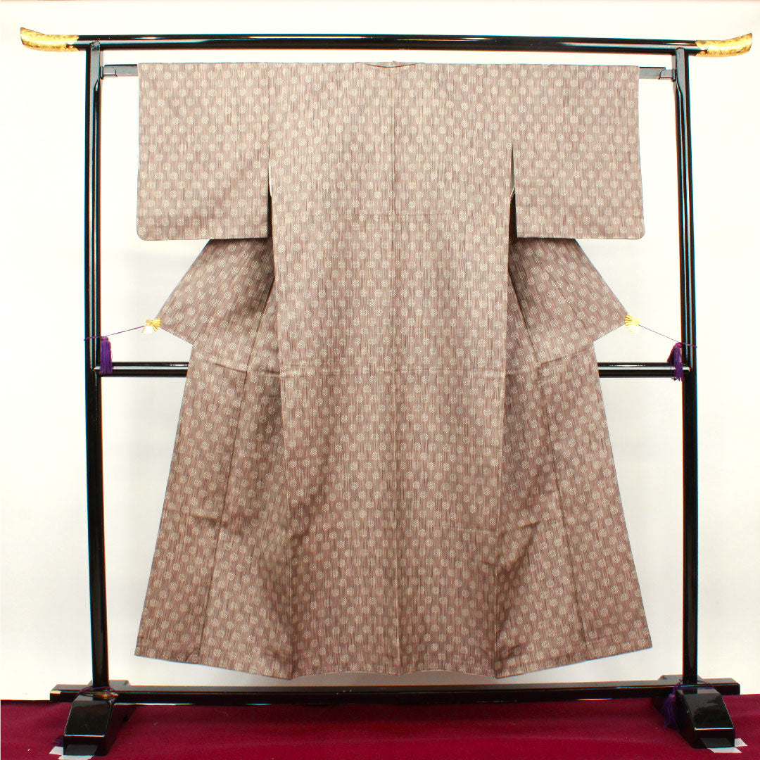 紬 身丈151.5cm 裄丈62cm 洗える着物 水玉模様 ポリ Sランク 袷 グラデ 1116002272299