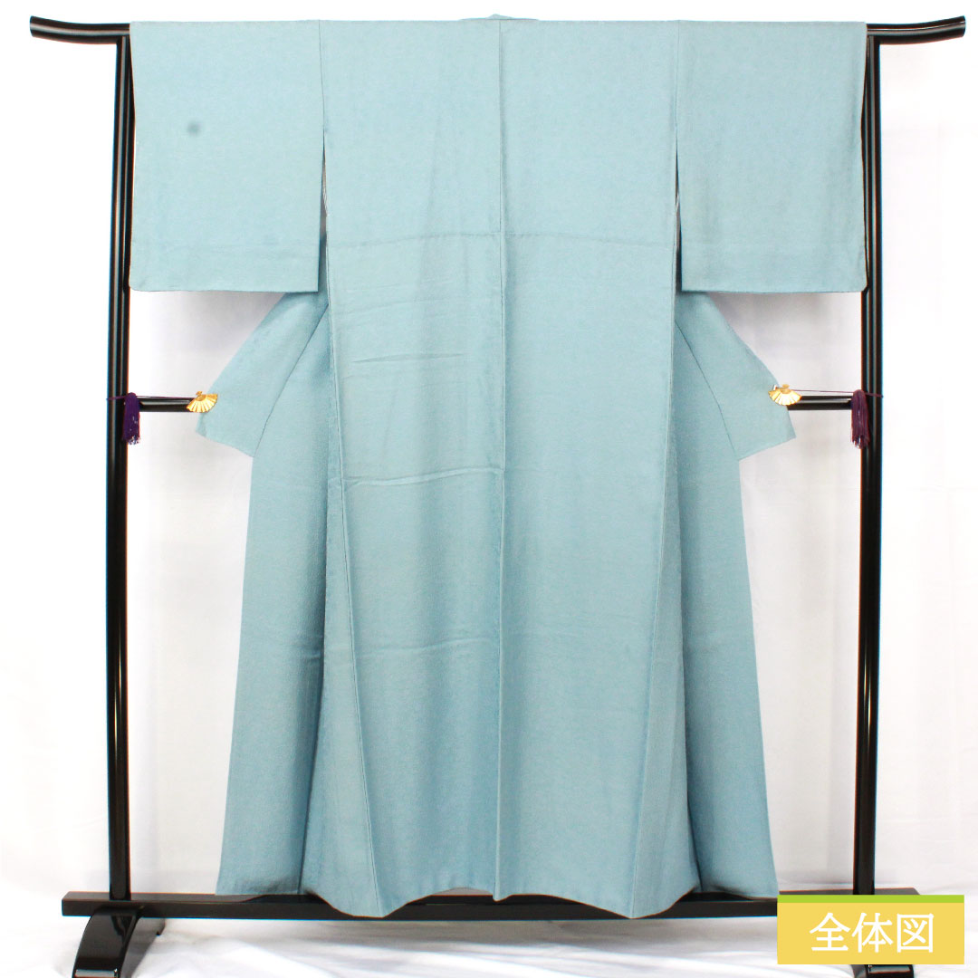 色無地 正絹 身丈153cm 裄丈64.5cm 天青色（てんせいいろ） 袷 Sランク 青系 1114001682217